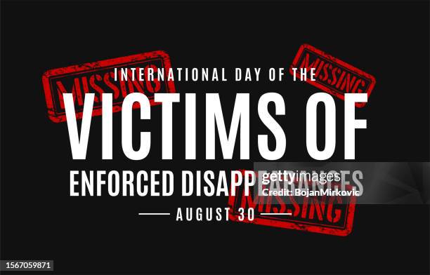 international day of the victims of enforced disappearances card, august 30. vector - abandoned stock illustrations