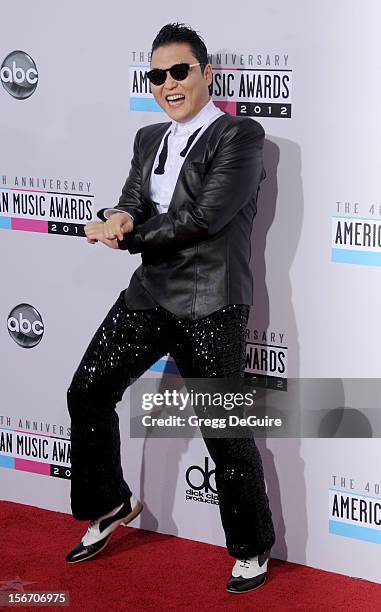 Singer PSY arrives at the 40th Anniversary American Music Awards at Nokia Theatre L.A. Live on November 18, 2012 in Los Angeles, California.