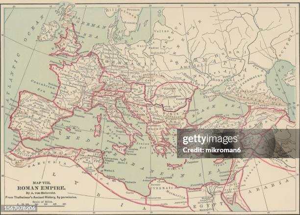 old map of the roman empire - romeinse rijk stockfoto's en -beelden