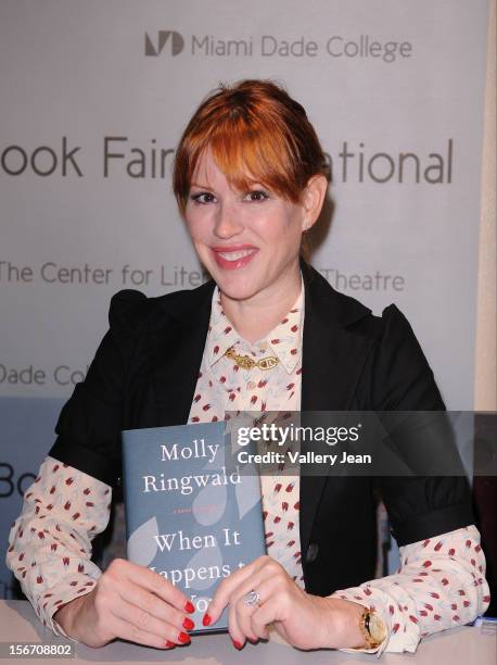 Molly Ringwald discusses and signs copies of 'When it Happens to You: A Novel in Stories' at Miami International Book Fair at Miami Dade College on...