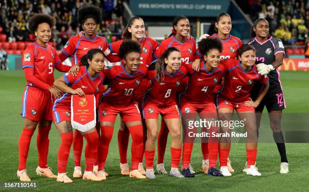 Players of Panama pose for a team photo prior to the FIFA Women's World Cup Australia & New Zealand 2023 Group F match between Brazil and Panama at...