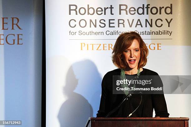 Laura Skandera Trombley attends the Pitzer College Names New Conservancy honoring Robert Redford held at the Los Angeles Press Club on November 19,...