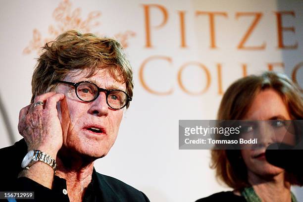 Robert Redford and Laura Skandera Trombley attend the Pitzer College Names New Conservancy honoring Robert Redford held at the Los Angeles Press Club...