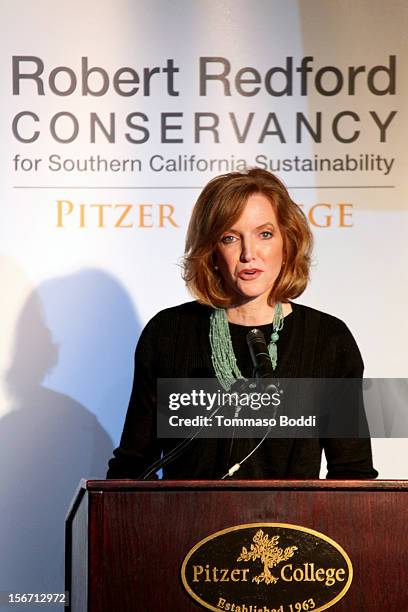 Laura Skandera Trombley attends the Pitzer College Names New Conservancy honoring Robert Redford held at the Los Angeles Press Club on November 19,...