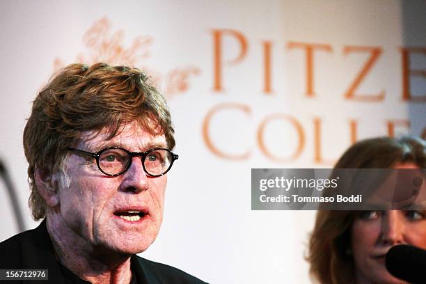 Robert Redford and Laura Skandera Trombley attend the Pitzer College Names New Conservancy honoring Robert Redford held at the Los Angeles Press Club...