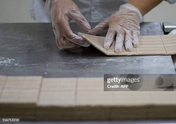 An employee works in the production line of the organic chewing gum at "Chicza" factory in Chetumal, Quintana Roo State, Mexico, on November 15,...