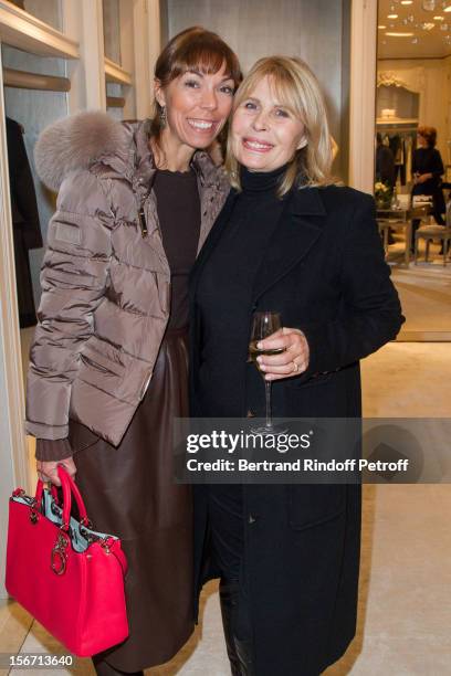 Candice Patou and Mathilde Meyer attend the signing of Francis Huster's book "And Dior Created Woman" at Dior Boutique on November 19, 2012 in Paris,...