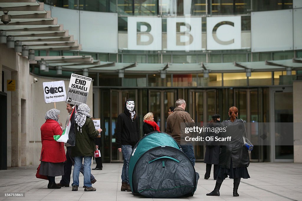 Pro-Palestinian Protesters Demonstrate Outside The BBC Headquarters