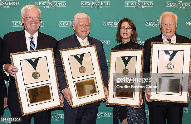 Left to right, Robert Sheridan, President/CEO of Savings Bank Life Insurance, Congressman John Larson of Conn., Abigail Johnson, President of...