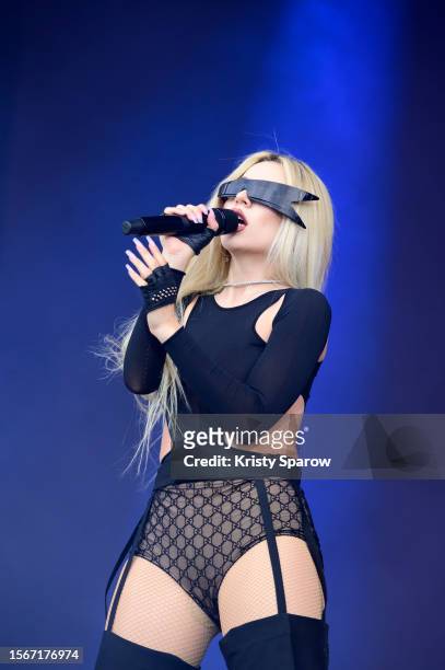 Ava Max performs onstage during the Lollapalooza Paris Festival - Day Three on July 23, 2023 in Paris, France.