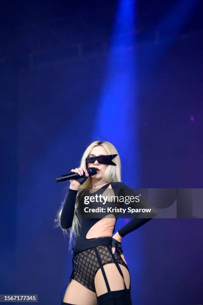 Ava Max performs onstage during the Lollapalooza Paris Festival - Day Three on July 23, 2023 in Paris, France.