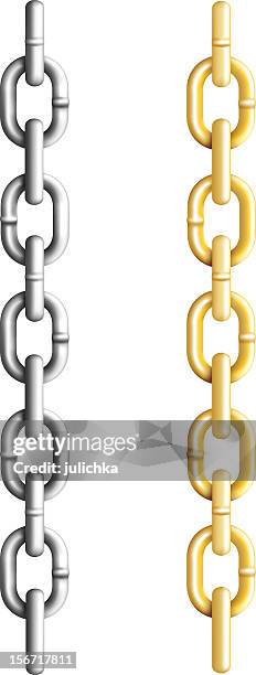 a silver and gold parallel chain - anchor chain stock illustrations