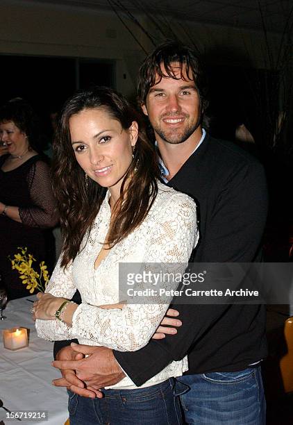 Australian tennis player Pat Rafter and his partner Lara Feltham at the 60th birthday celebrations for Australian actor Michael Caton at the Clovelly...