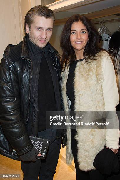 Cristiana Reali and Stanislas Merhar attend the signing of Francis Huster's book "And Dior Created Woman" at Dior Boutique on November 19, 2012 in...