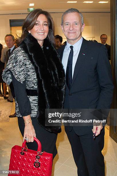 Katia Toledano, the wife of Sidney Toledano, CEO of Christian Dior, and Francis Huster attend the signing of Huster's book "And Dior Created Woman"...