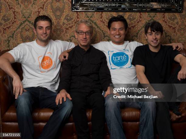 Gregg of Tarte Asian Yogurt, TV personality Andy Dick, Winston Lee CEO of Tarte, and Paris Dylan attend Interscope Records AMA After Party Hosted By...