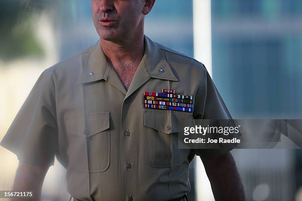 Military personnel attend a change of command ceremony at United States Southern Command on November 19, 2012 in Doral, Florida. U.S. Marine Gen....