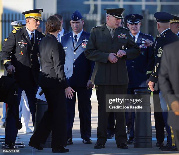 Marine General John F. Kelly waits for the start of the change of command ceremony at the United States Southern Command on November 19, 2012 in...