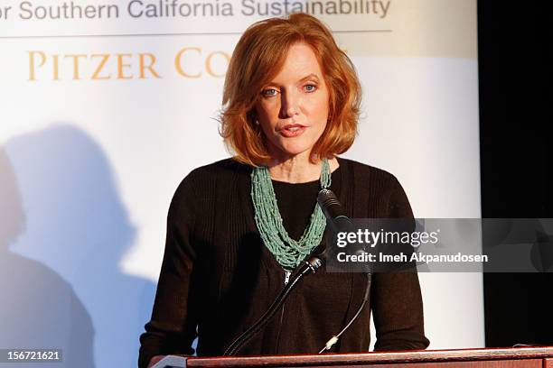 Pitzer College President Laura Skandera Trombley attends the naming of Pitzer College's new Conservancy at Los Angeles Press Club on November 19,...