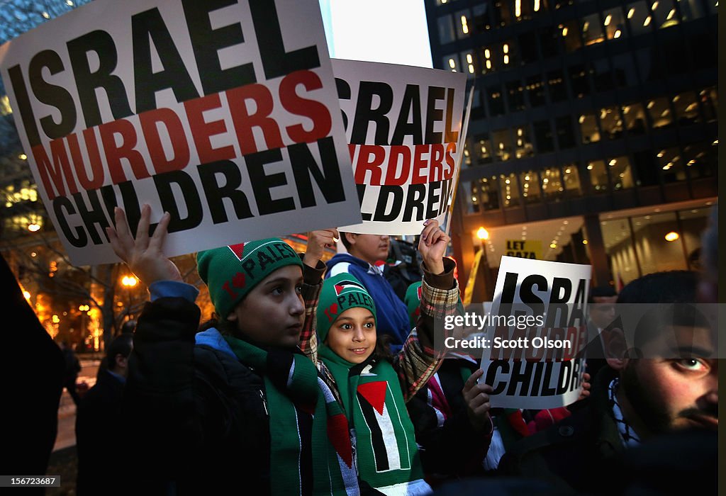 Activists Protest Israeli Attacks On Gaza In Chicago