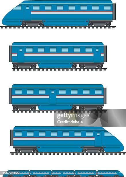 stockillustraties, clipart, cartoons en iconen met blue train - toeristentrein