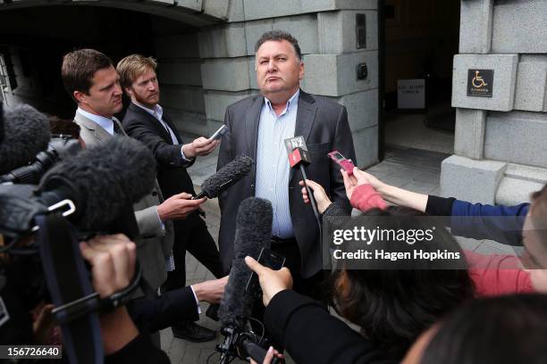 Labour MP Shane Jones speaks to media before a Labour leadership meeting at Parliament on November 20, 2012 in Wellington, New Zealand. Labour party...