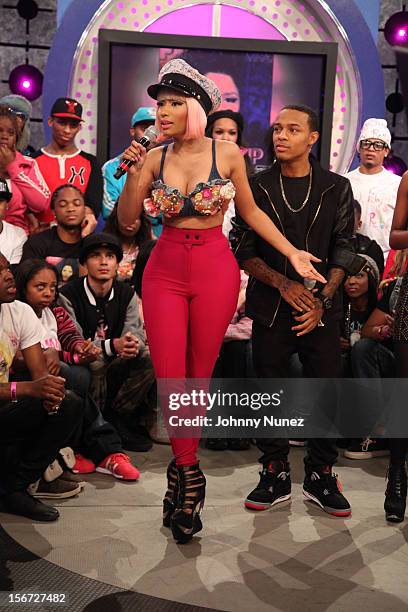 Nicki Minaj and Bow Wow visit BET's 106 & Park at 106 & Park Studio on November 19, 2012 in New York City.