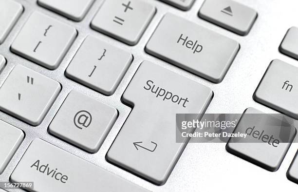 online help/support computer keyboard - help single word fotografías e imágenes de stock