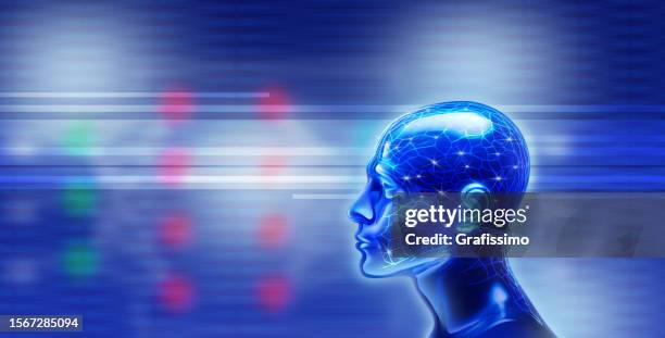 deep learning infographic of artificial neural network neurons and robot - mining machinery stock illustrations