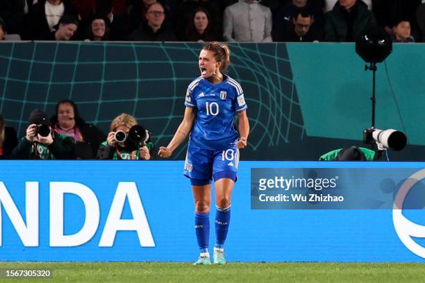 Cristiana Girelli of Team Italy celebrates after scoring her team's first goal during the FIFA Women's World Cup Australia & New Zealand 2023 Group G...