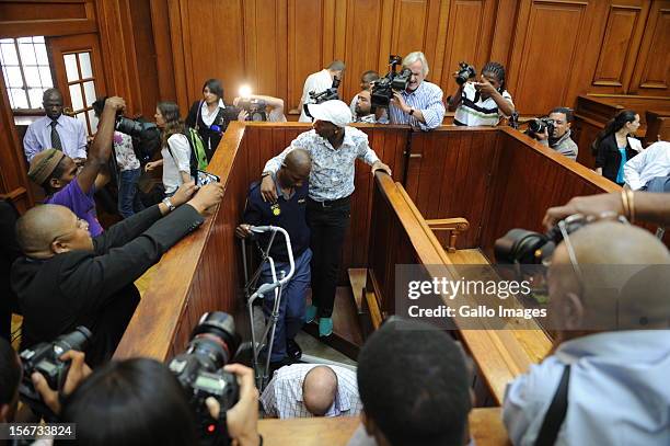 Xolile Mngeni in the Cape Town High Court on November19, 2012 in Cape Town, South Africa. Mngeni was found guilty of robbery with aggravating...