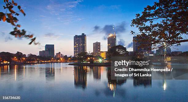 evening skyline at the beira lake - sri lanka skyline stock pictures, royalty-free photos & images