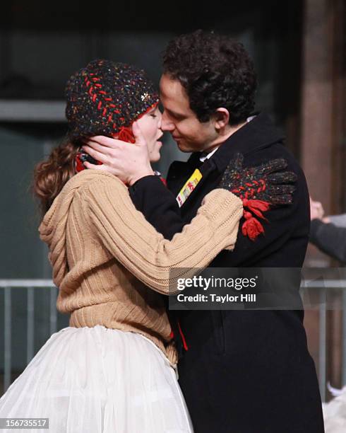 Laura Osnes and Santino Fontana and the Broadway cast of Cinderella perform at Day One of the 86th Anniversary Macy's Thanksgiving Day Parade...