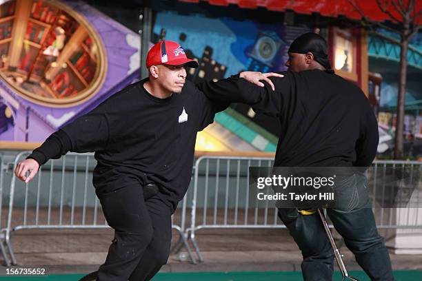 The King Charles Unicycle Troupe of the Bronx perform at Day One of the 86th Anniversary Macy's Thanksgiving Day Parade Rehearsals at Macy's Herald...