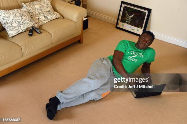 Victor Wanyama, 21 years, Celtic midfielder and Kenyan International footballer relaxes at his home on November 15, 2012 in Glasgow, Scotland. Having...