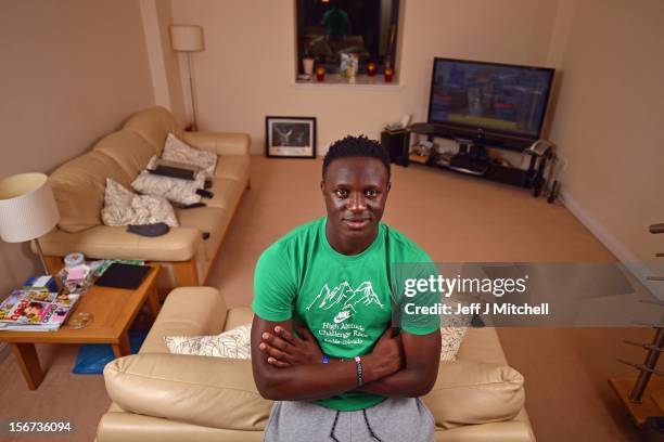 Victor Wanyama, 21 years, Celtic midfielder and Kenyan International footballer relaxes at his home on November 15, 2012 in Glasgow, Scotland. Having...