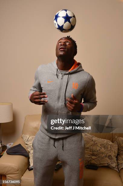 Victor Wanyama, 21 years, Celtic midfielder and Kenyan International footballer relaxes at his home on November 15, 2012 in Glasgow, Scotland. Having...