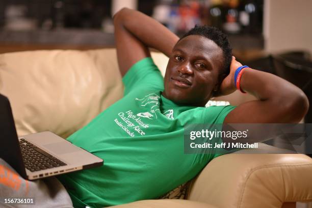 Victor Wanyama, 21 years, Celtic midfielder and Kenyan International footballer relaxes at his home on November 15, 2012 in Glasgow, Scotland. Having...