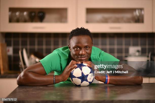 Victor Wanyama, 21 years, Celtic midfielder and Kenyan International footballer relaxes at his home on November 15, 2012 in Glasgow, Scotland. Having...