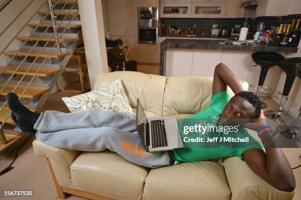 Victor Wanyama, 21 years, Celtic midfielder and Kenyan International footballer relaxes at his home on November 15, 2012 in Glasgow, Scotland. Having...