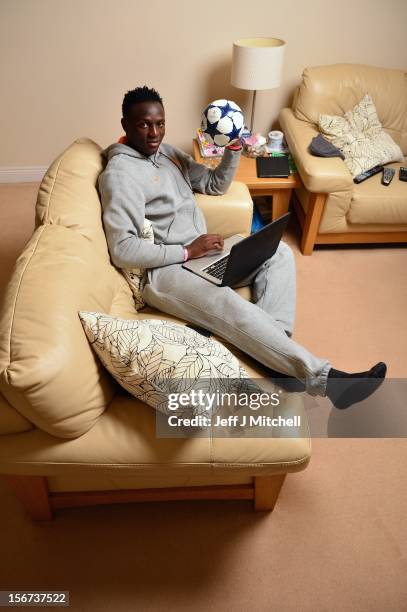 Victor Wanyama, 21 years, Celtic midfielder and Kenyan International footballer relaxes at his home on November 15, 2012 in Glasgow, Scotland. Having...