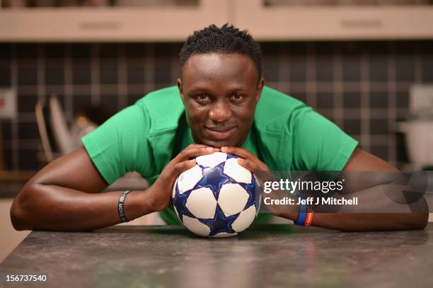 Victor Wanyama, 21 years, Celtic midfielder and Kenyan International footballer relaxes at his home on November 15, 2012 in Glasgow, Scotland. Having...