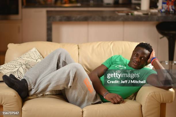 Victor Wanyama, 21 years, Celtic midfielder and Kenyan International footballer relaxes at his home on November 15, 2012 in Glasgow, Scotland. Having...