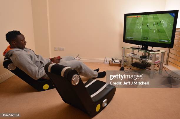 Victor Wanyama, 21 years, Celtic midfielder and Kenyan International footballer relaxes at his home on November 15, 2012 in Glasgow, Scotland. Having...