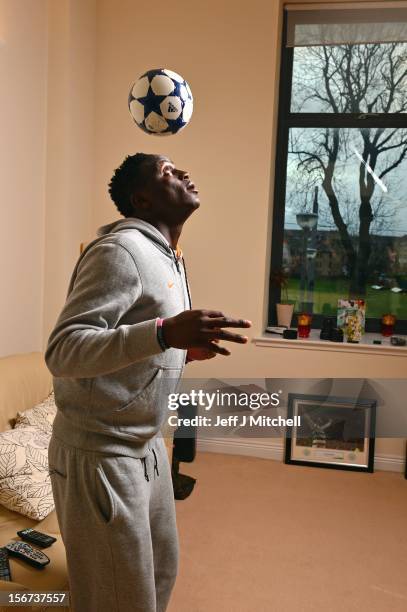 Victor Wanyama, 21 years, Celtic midfielder and Kenyan International footballer relaxes at his home on November 15, 2012 in Glasgow, Scotland. Having...