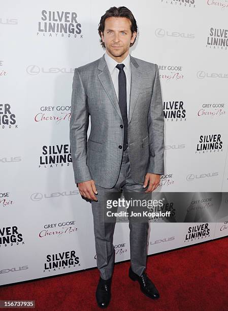 Actor Bradley Cooper arrives at the Los Angeles Premiere "Silver Linings Playbook" at the Academy of Motion Picture Arts and Sciences on November 19,...