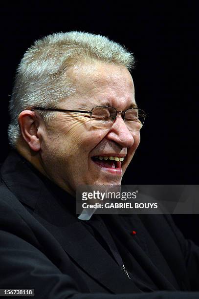 Cardinal Andre Vingt-Trois, the archbishop of Paris, reacts during a conference on November 19, 2012 at the Saint-Louis cultural centre in Rome....