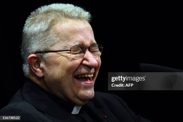 Cardinal Andre Vingt-Trois, the archbishop of Paris, reacts during a conference on November 19, 2012 at the Saint-Louis cultural centre in Rome....