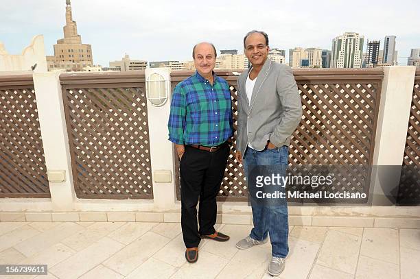 Actor Anupam Kher and jury member Ashutosh Gowariker at the India Discussion during the 2012 Doha Tribeca Film Festival at the Al Mirqab Boutique...