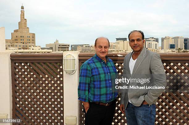 Actor Anupam Kher and jury member Ashutosh Gowariker at the India Discussion during the 2012 Doha Tribeca Film Festival at the Al Mirqab Boutique...